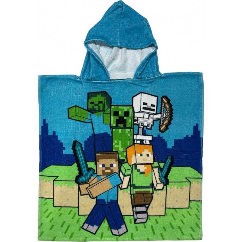 Poncho de bain Minecraft à capuche en coton - Vente grossiste.fr