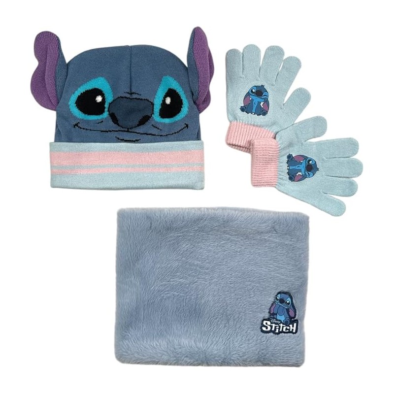 Set 3 Stück Mütze + Snood + Stitch Disney Handschuhe - vente-grossi...