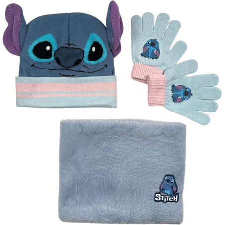 Set 3 pièces Bonnet + snood + gants Stitch Disney - vente-grossiste.fr