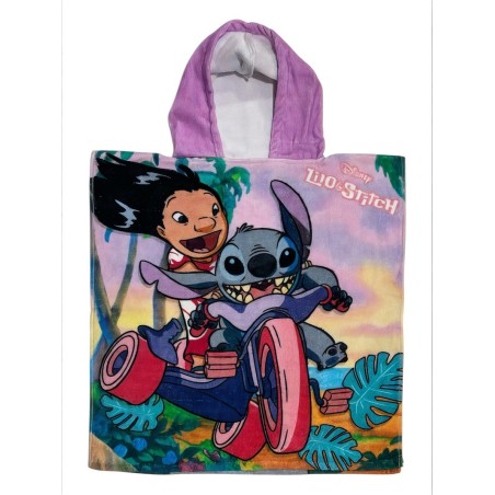 Poncho de bain Stitch Disney à capuche en coton - Vente grossiste.fr