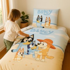 Parure de lit Bluey - housse de couette Bluey - Vente grossiste.fr