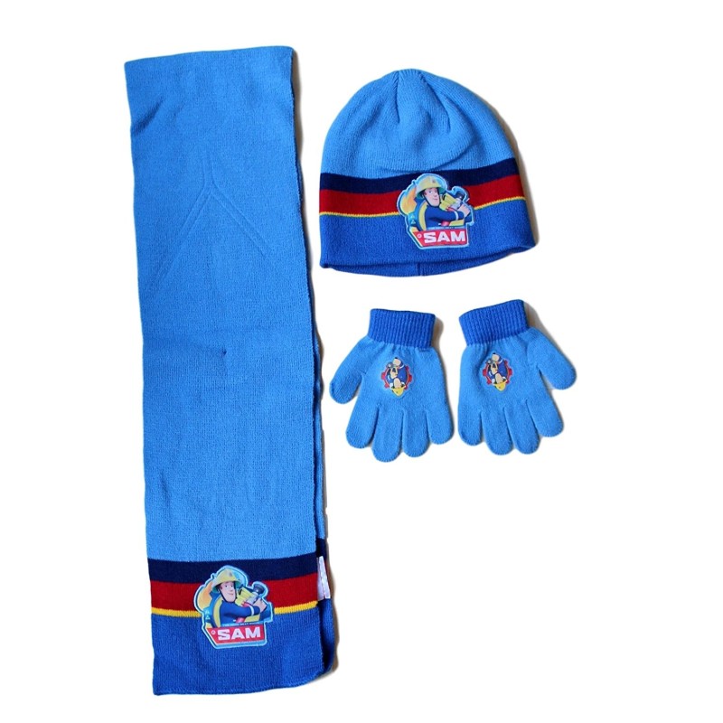 Set 3 pieces Bonnet + scarf + gloves Sam the Fireman, New discount....