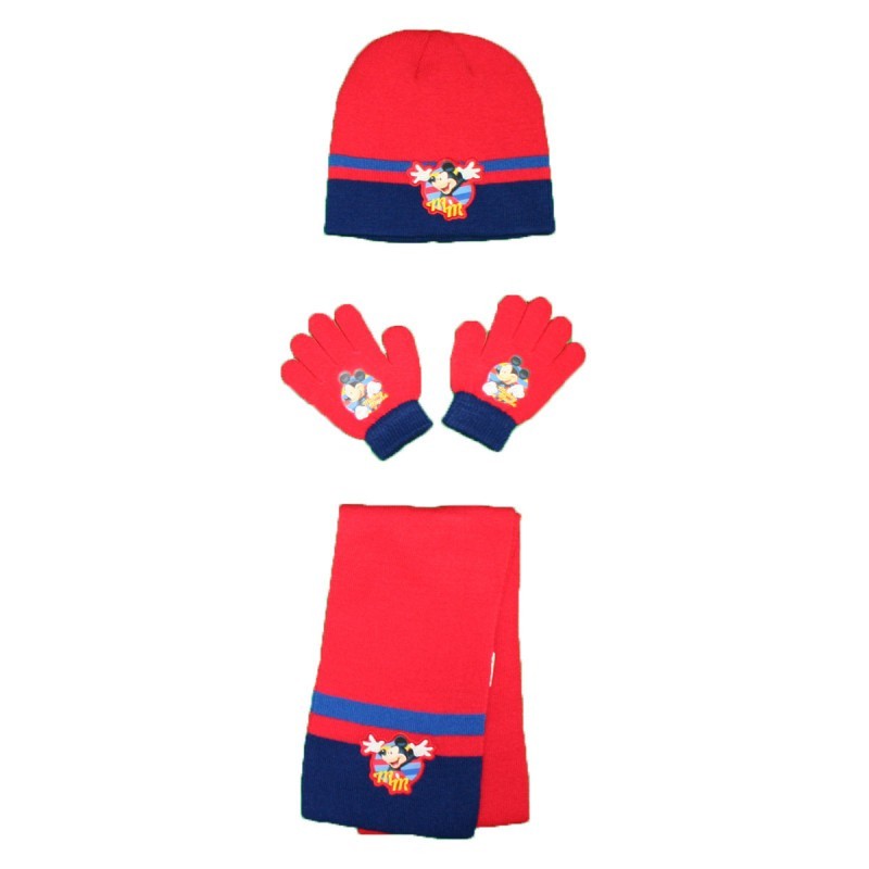 Set 3 pièces Bonnet + écharpe + gants Mickey Disney -New discount.com