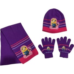 Set 3 piezas Minions BONNET + GUANTES + SCARF Minions Girl -New dis...