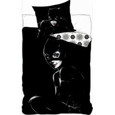 Parure Housse de Couette Catwoman + Taies d'Oreiller Catwoman - New...