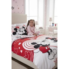 Set di biancheria da letto Mickey e Minnie love in rosso