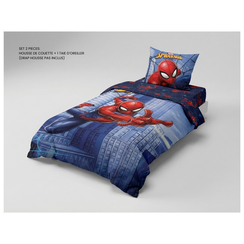 Parure de lit Spiderman - housse de couette Spider-Man En coton - N...