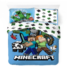 Parure de lit Minecraft 2 Personnes en coton