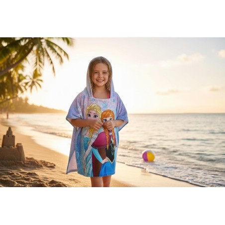 Poncho de bain La Reine des Neiges à capuche