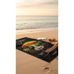 Emoji Strandtuch oder Badetuch in schwarz