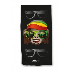 Drap de plage ou drap de bain Emoji en noir - Vente grossiste.fr