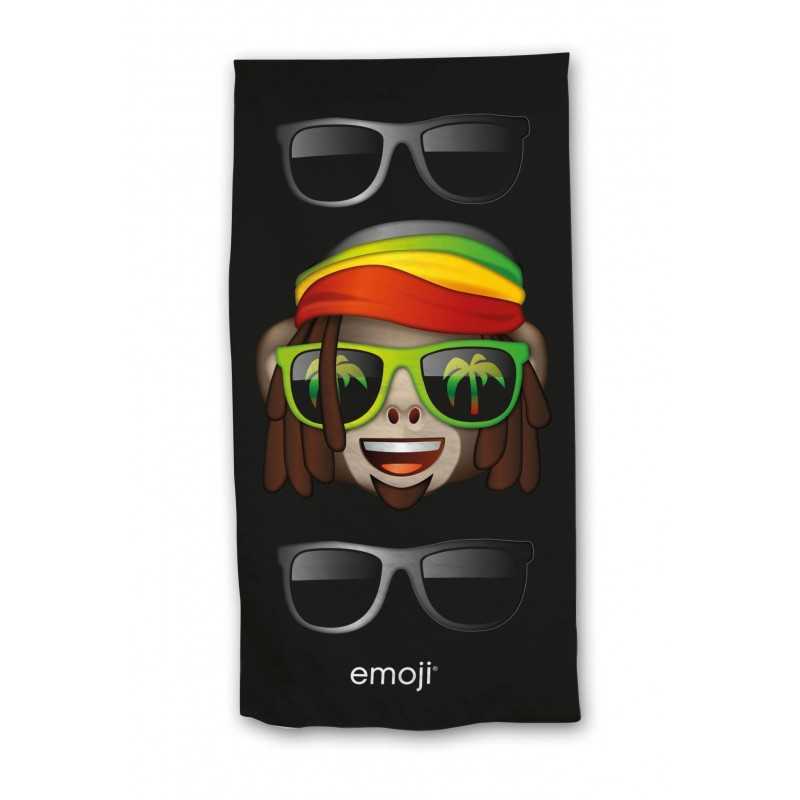 Drap de plage ou drap de bain Emoji en noir - Vente grossiste.fr