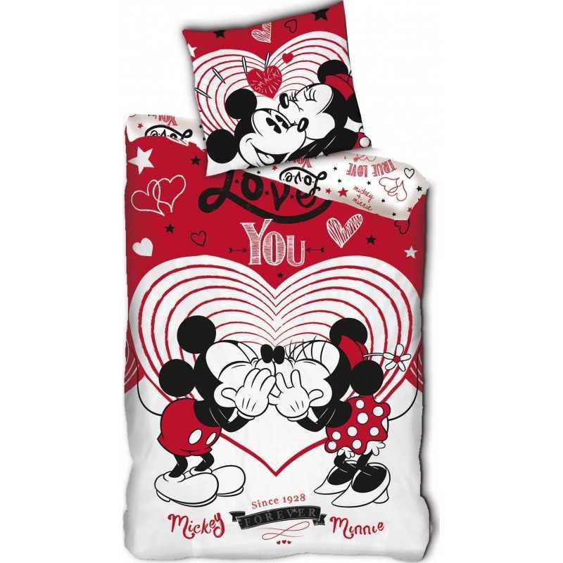 Juego de cama de Mickey y Minnie love en rojo  -New discount.com