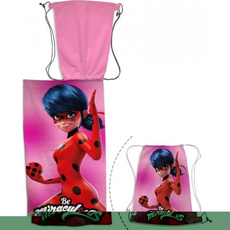 Drap de Plage Miraculous avec en sac de Piscine - LadyBug - New dis...